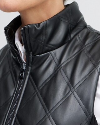 Black Faux Leather Quilted Vest