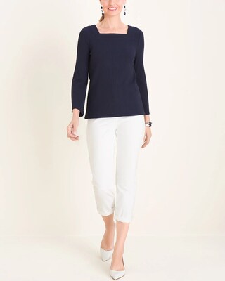Square-Neck Ribbed Top