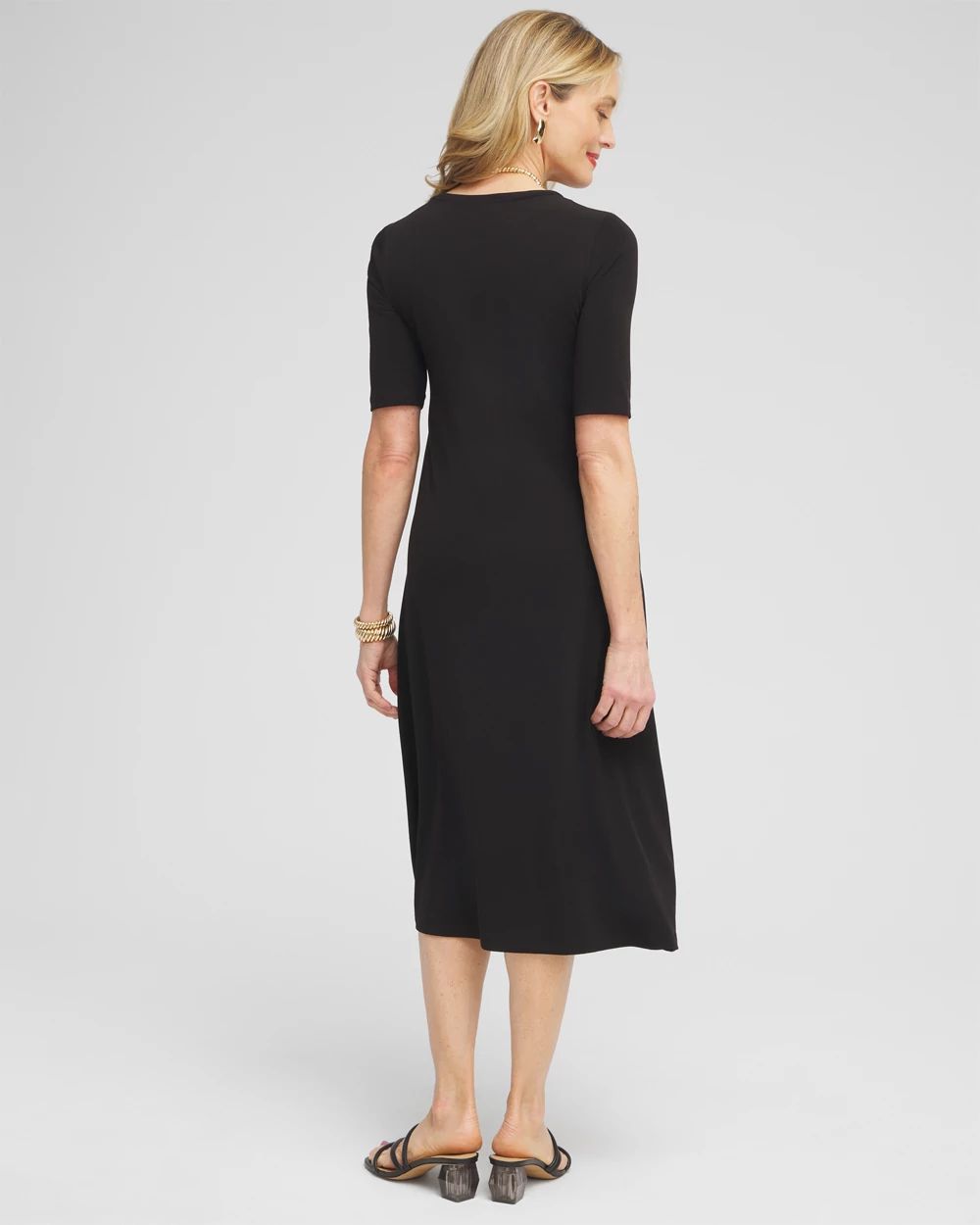 Elbow Sleeve Midi Dress