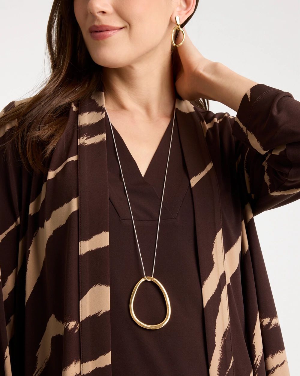 Mixed Metal Circle Pendant Necklace click to view larger image.
