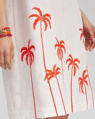 Linen Embroidered Palms Dress click to view larger image.