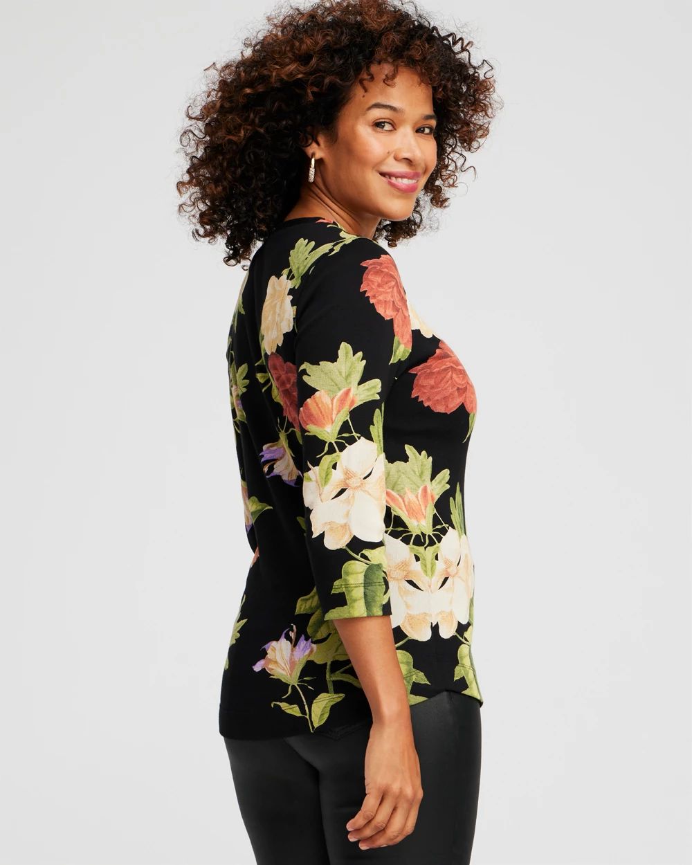 Floral 3/4 Sleeve Tee
