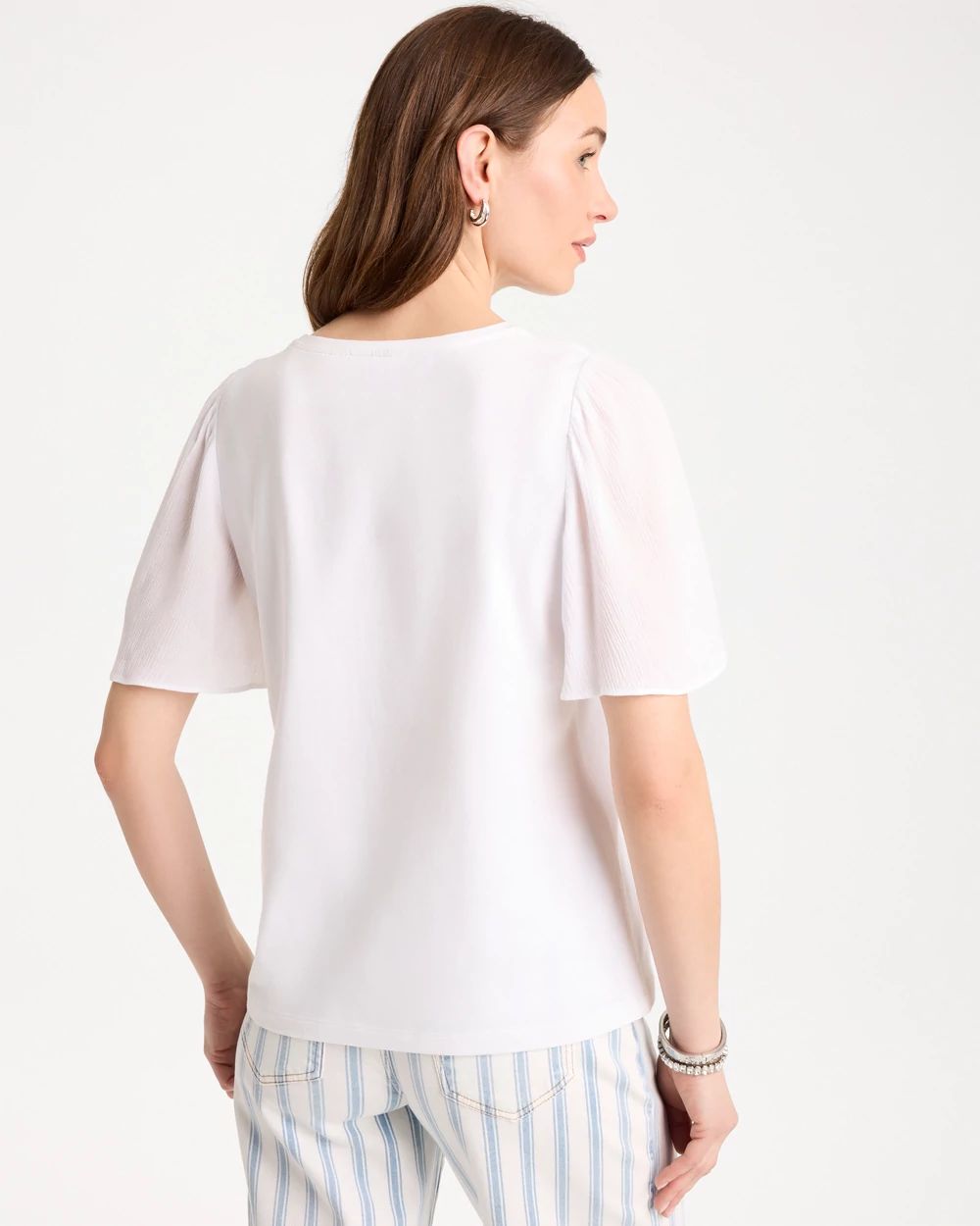 Gauze Sleeve Soft-Stretch Tee click to view larger image.