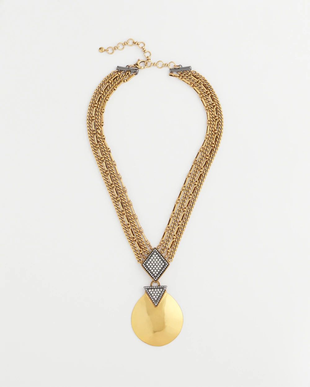Gold Tone Pavé Pendant Necklace