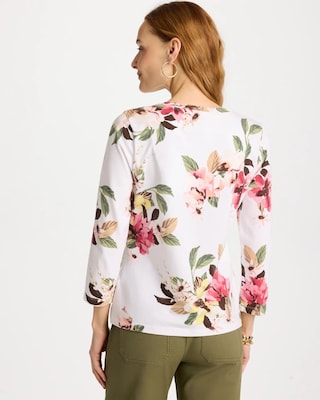 Printed Cotton Stretch 3/4 Sleeve Tee click to view larger image.