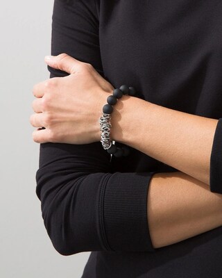 Black Beaded Stretch Bracelet