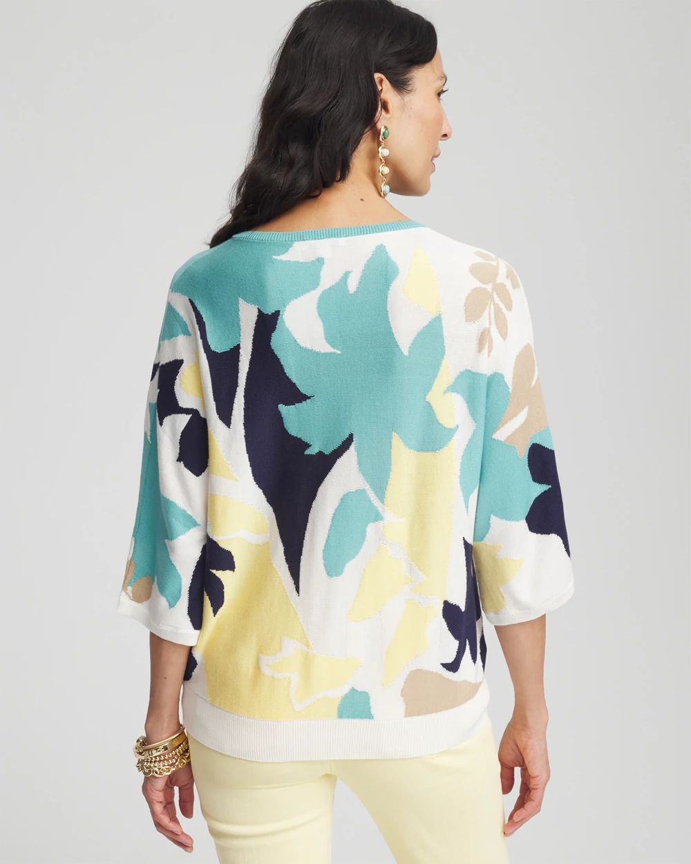 V-Neck Wildflower Intarsia Pullover click to view larger image.