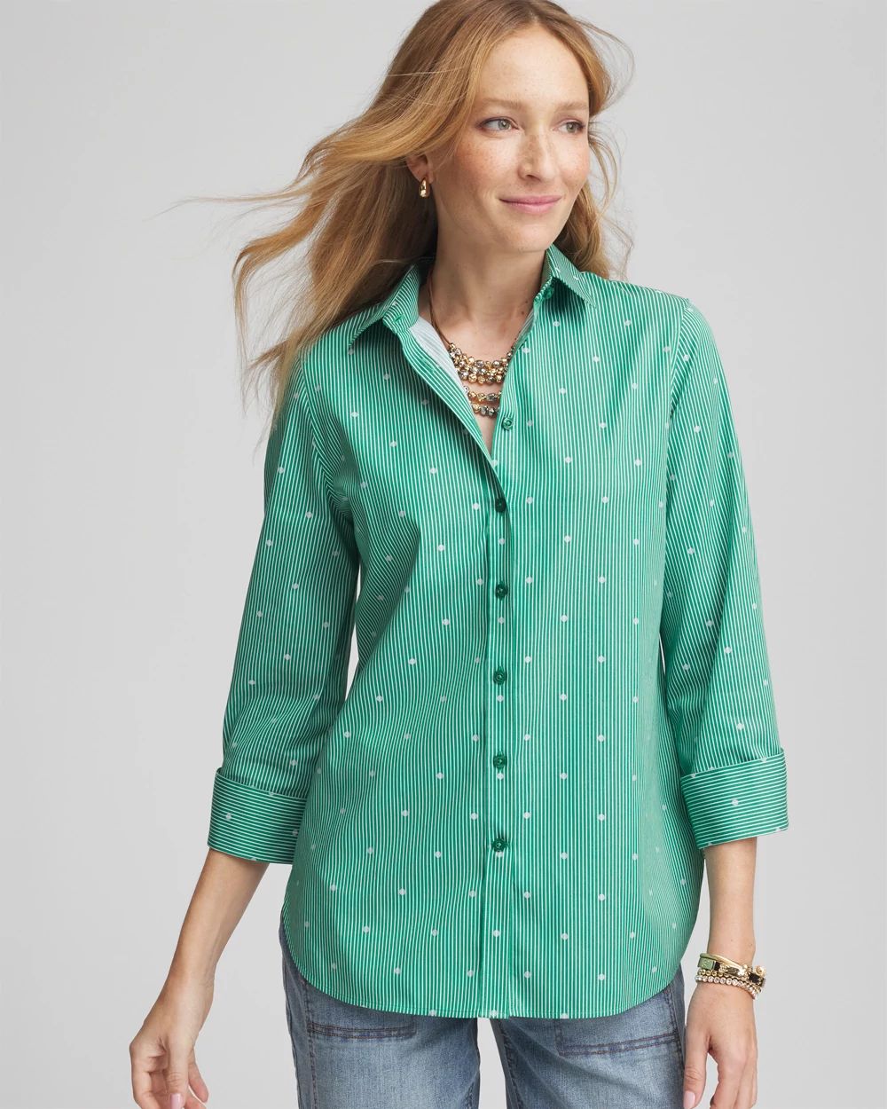 No Iron™ Dot Stripe Shirt