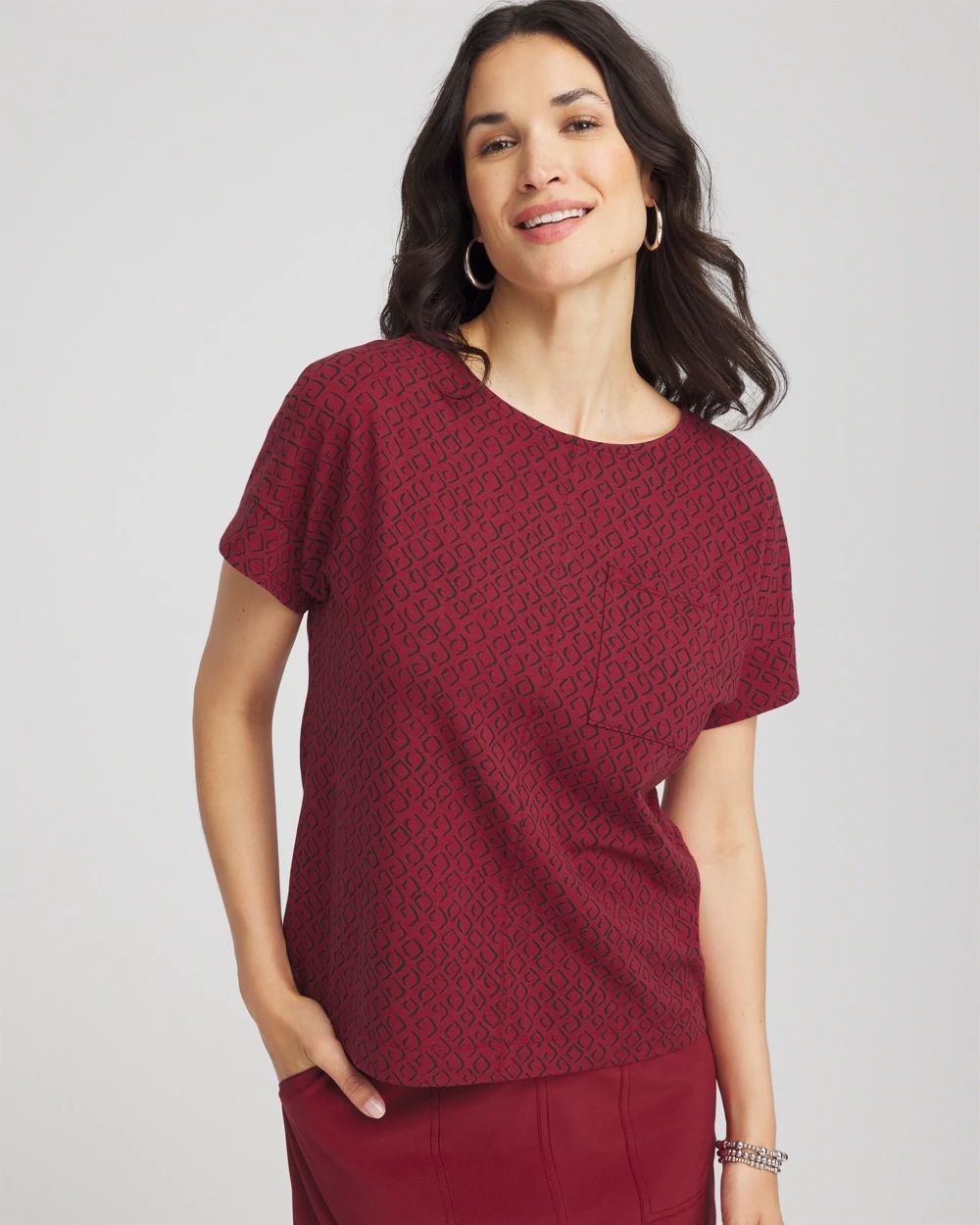 Zenergy® UPF Knit Geo-Print Dolman Top