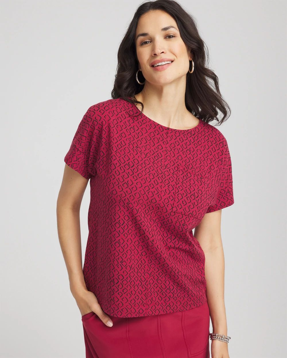 Zenergy® UPF Knit Geo-Print Dolman Top