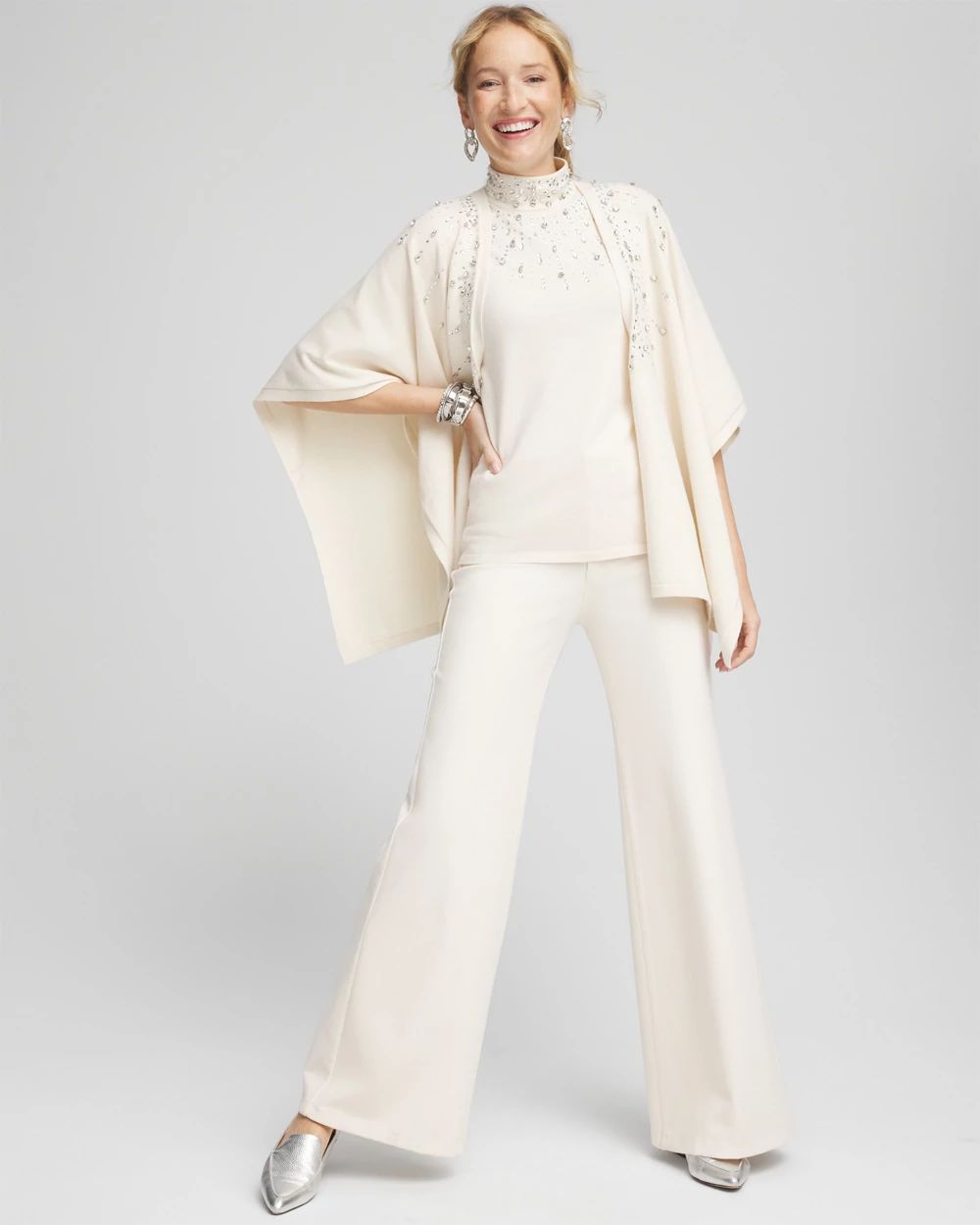 Petite High Rise Wide Leg Ponte Pants