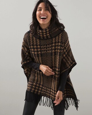 Plaid Knit Poncho