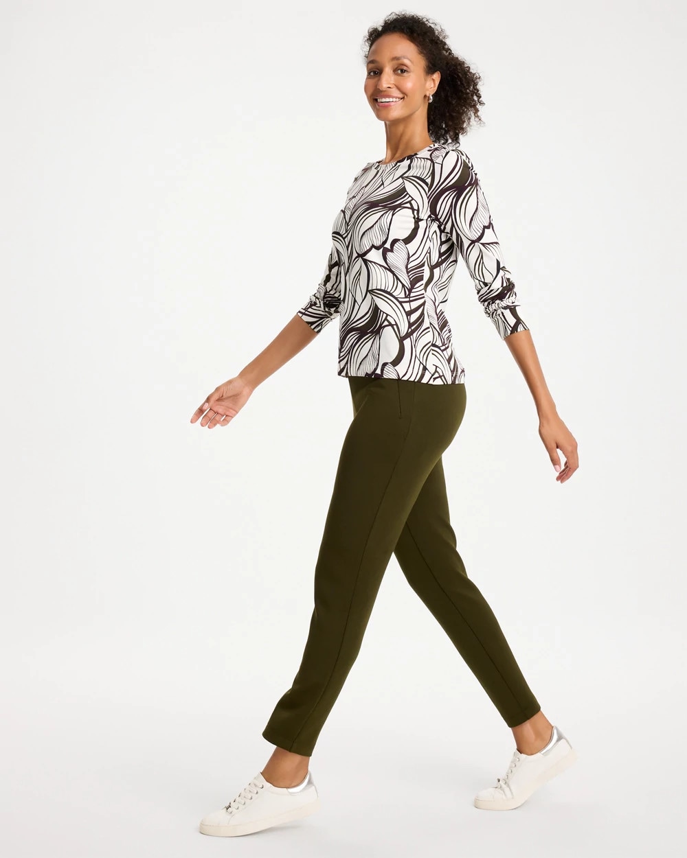 Chico's Soft Hollywood Waist Pants In Green In Primordial Forest