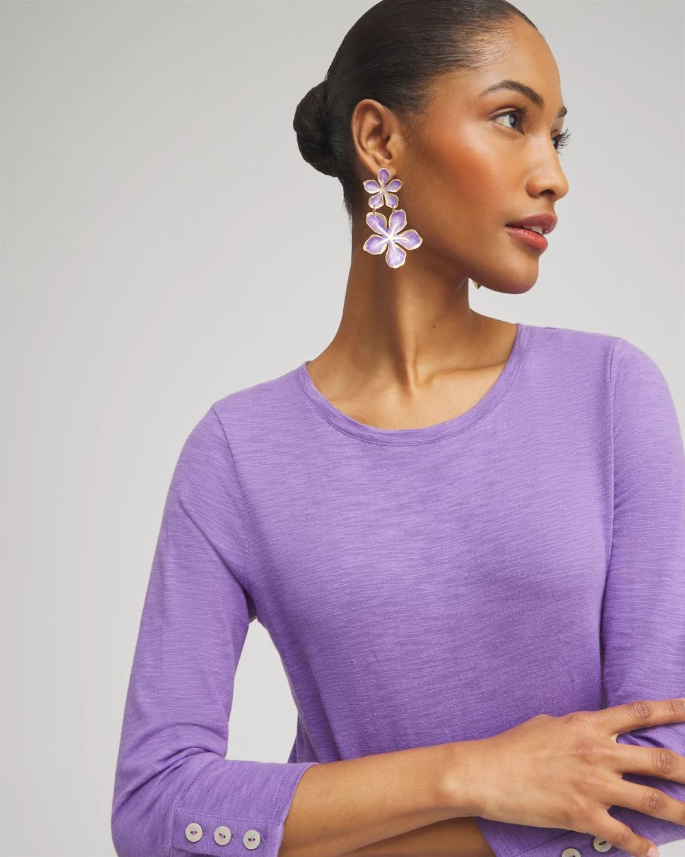No Droop™ Purple Flower Earrings