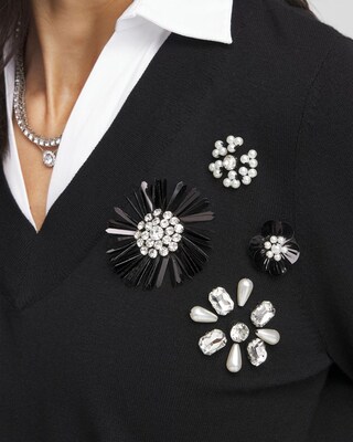 Embellished Built-In Shirt Knit Sweater click to view larger image.