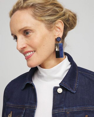 No Droop™ Blue Marble Resin Drop Earrings
