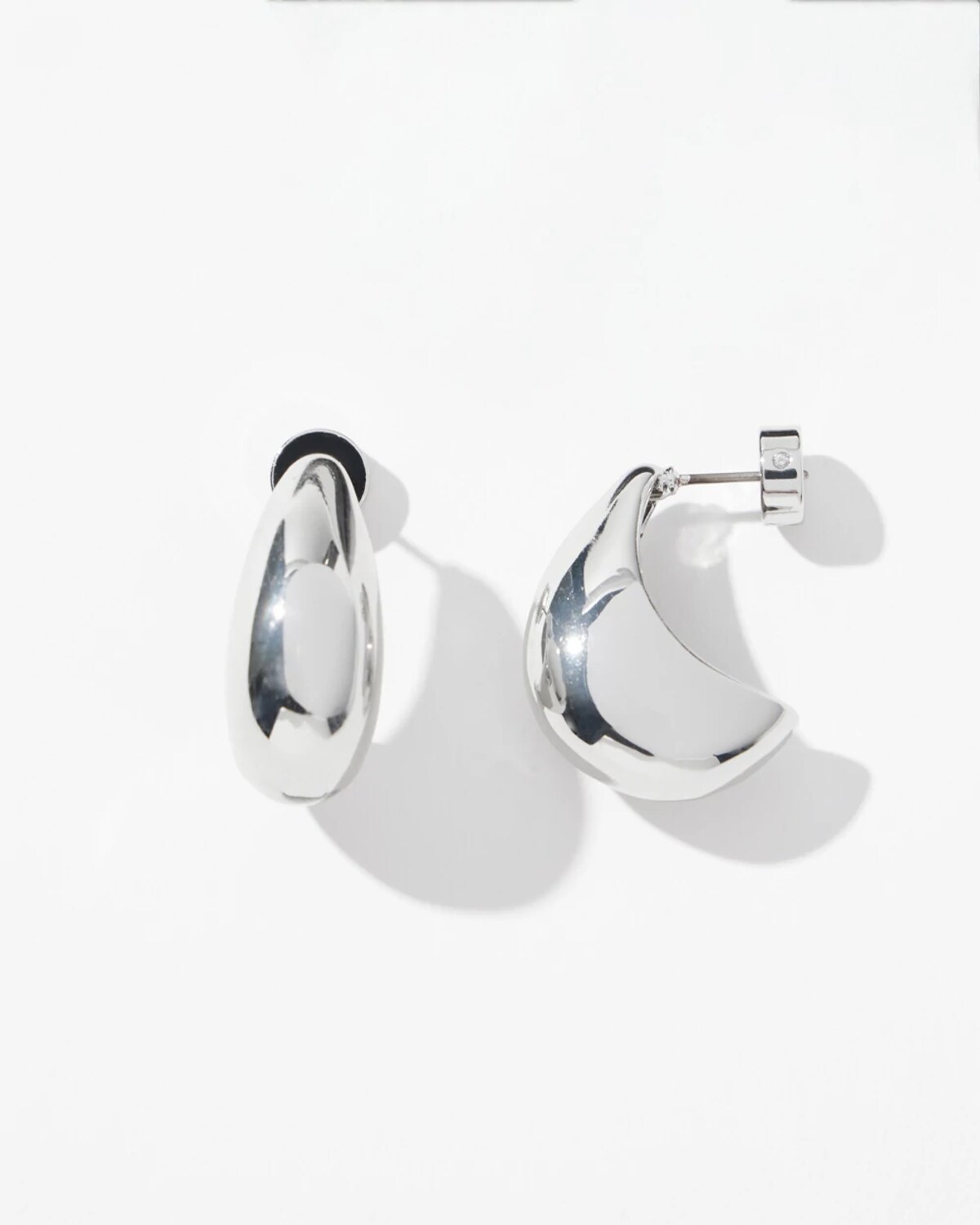 Chico's Silver Tone Huggie Hoop Earring | In Silver