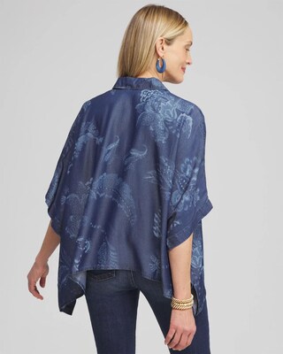 Floral Button Front Poncho
