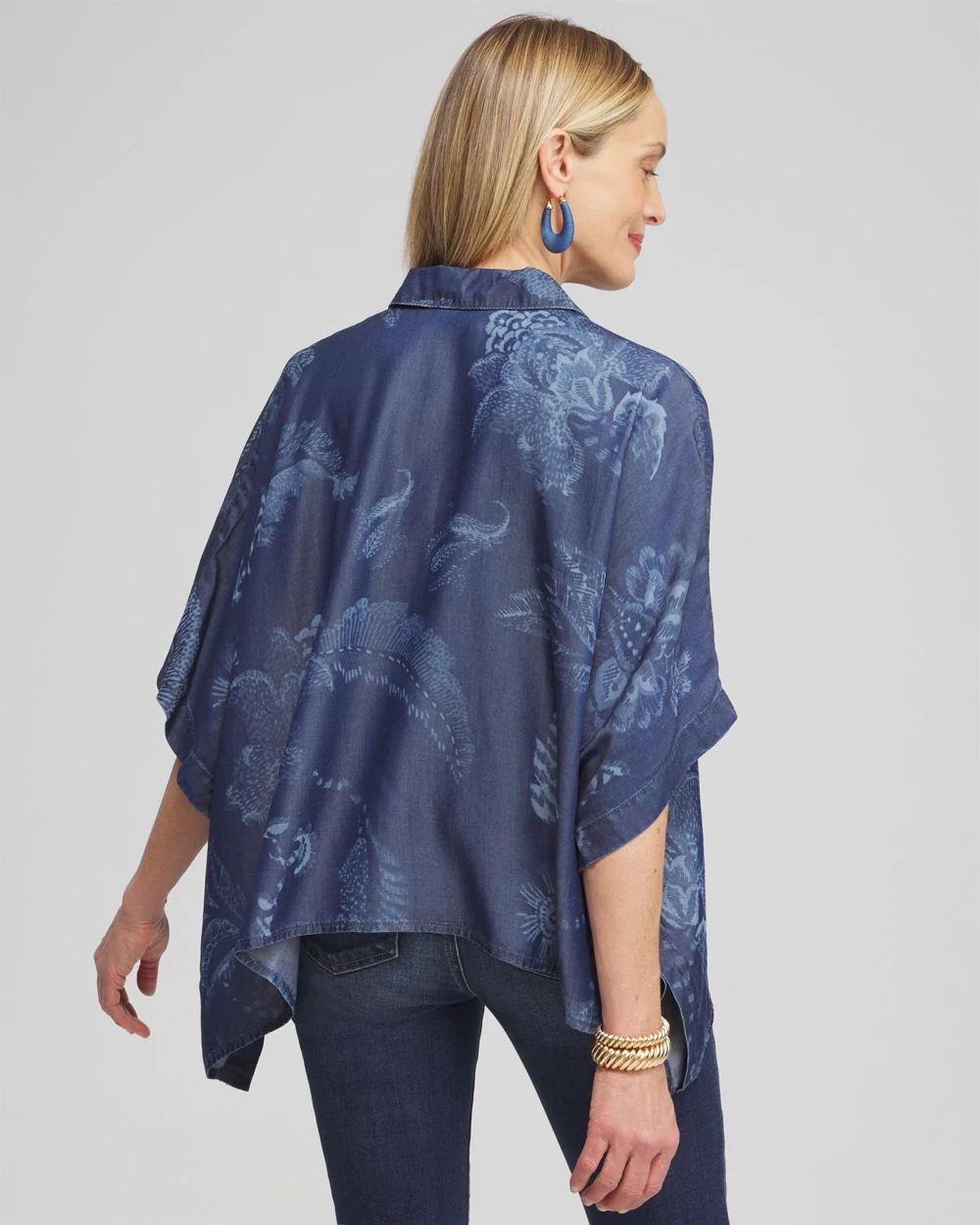 Floral Button Front Poncho