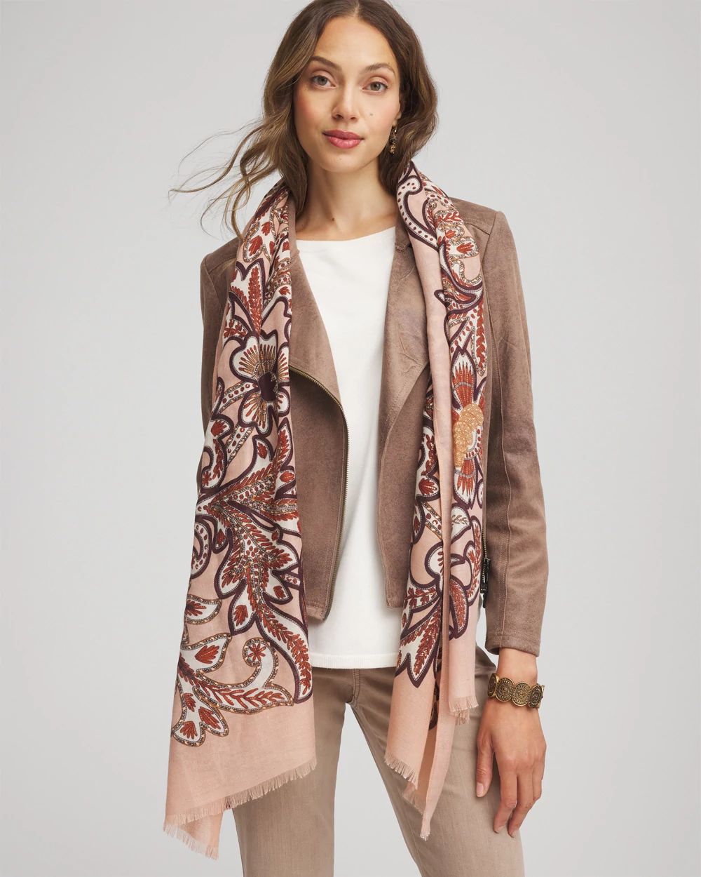 Textured Printed Oblong Scarf
