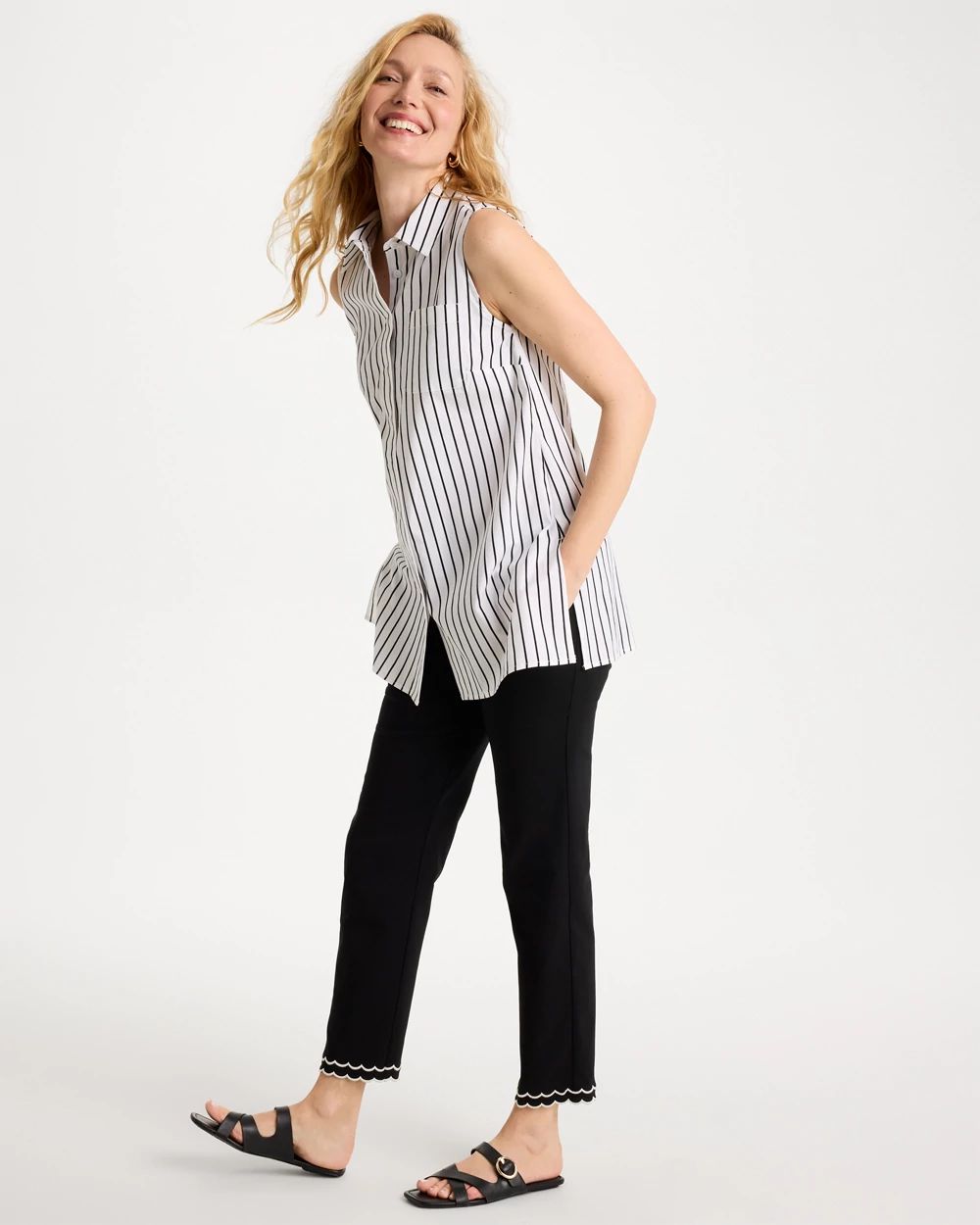 Petite Contrast Scallop Brigitte™ Slim Crop Pant click to view larger image.