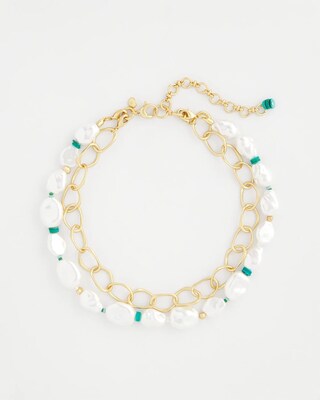 Pearlescent Goldtone Collar Necklace