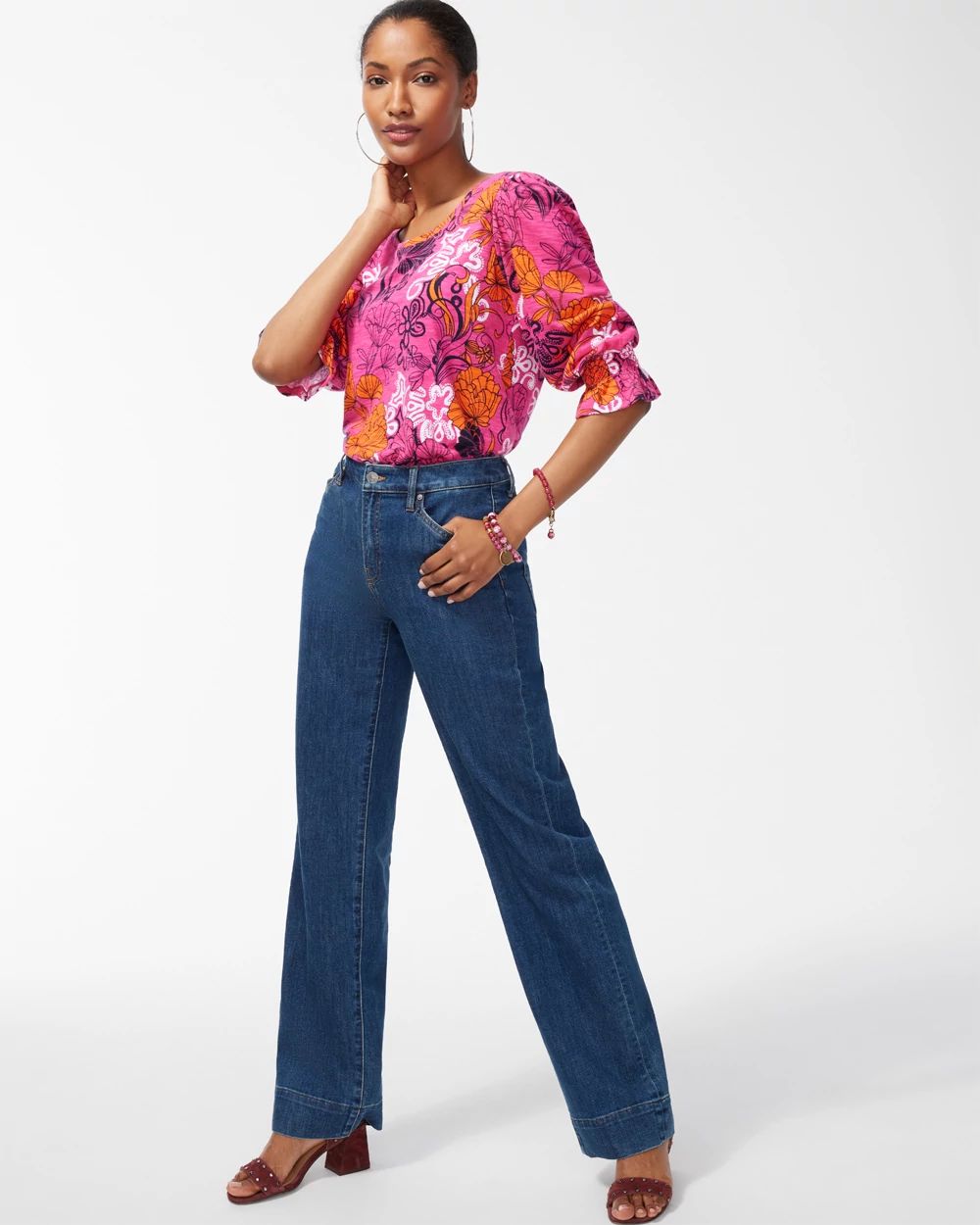 Floral Ruffle Cuff Tee