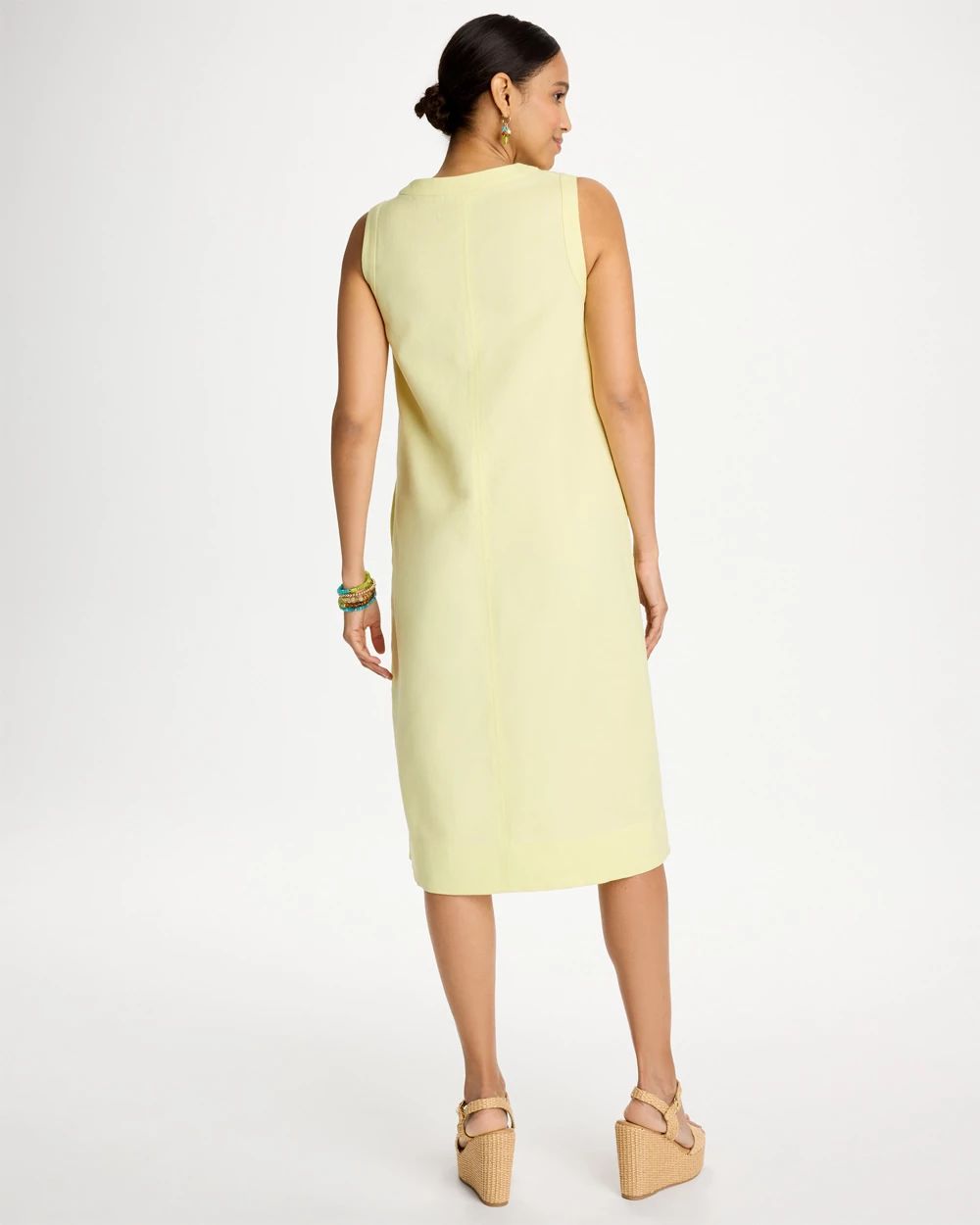 Linen-Cotton Henley Dress click to view larger image.