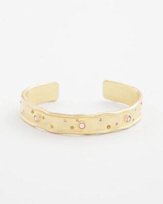 Pink Scattered Stone Flexible Cuff Bracelet