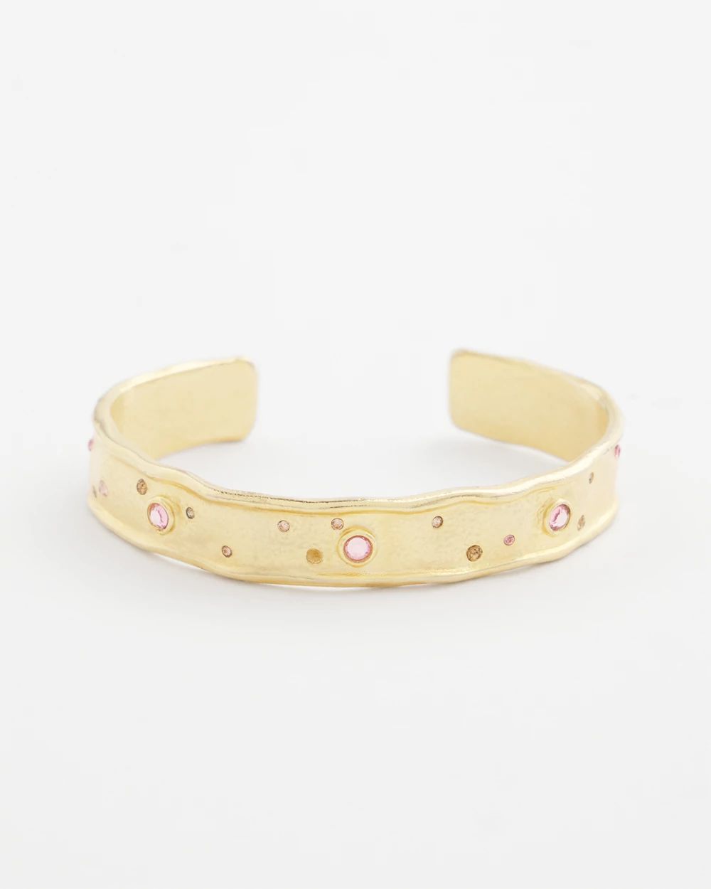 Pink Scattered Stone Flexible Cuff Bracelet