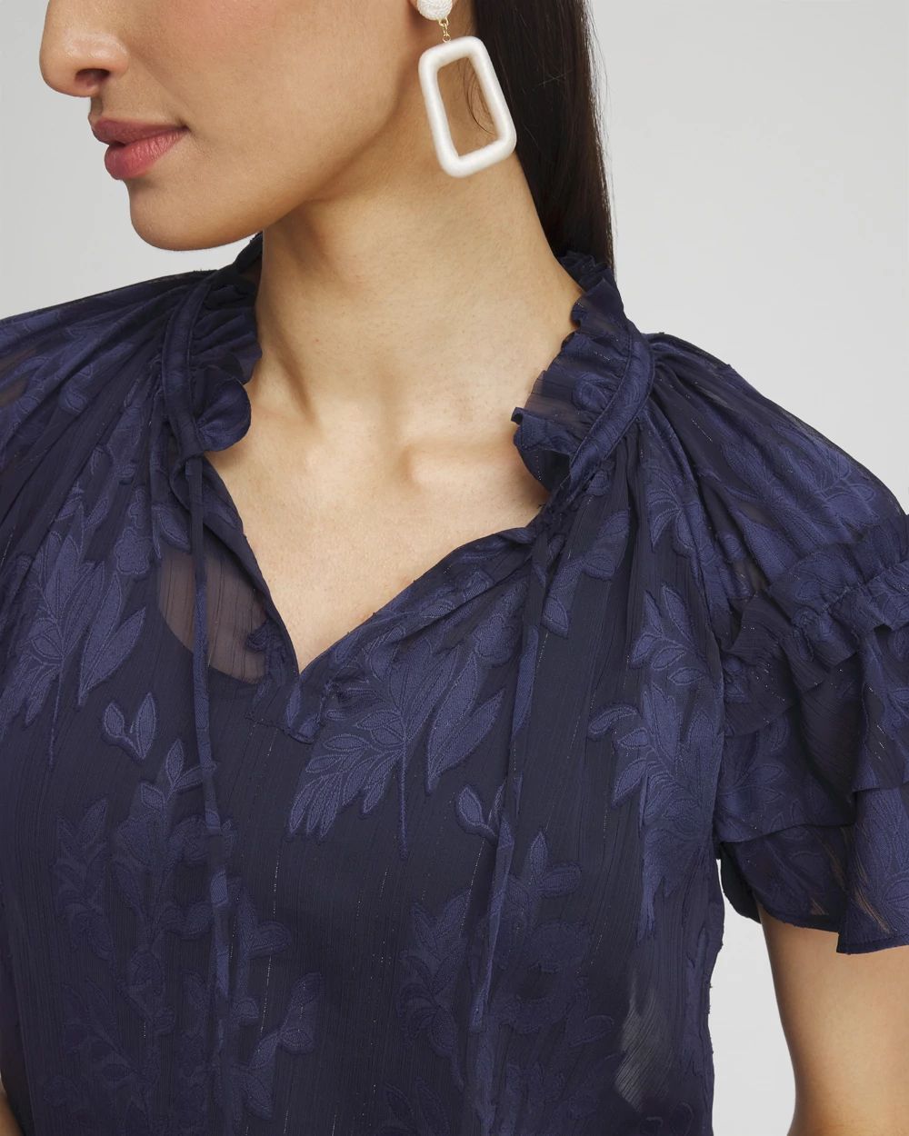 Chiffon Ruffle Neck Blouse
