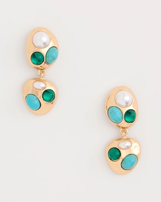 Blue Pearl Cab Drop Earrings