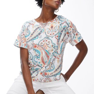 Linen Paisley Relaxed Tee