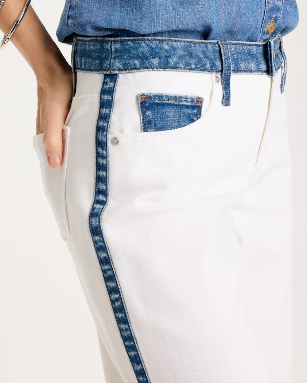 Girlfriend Straight Colorblock Jeans