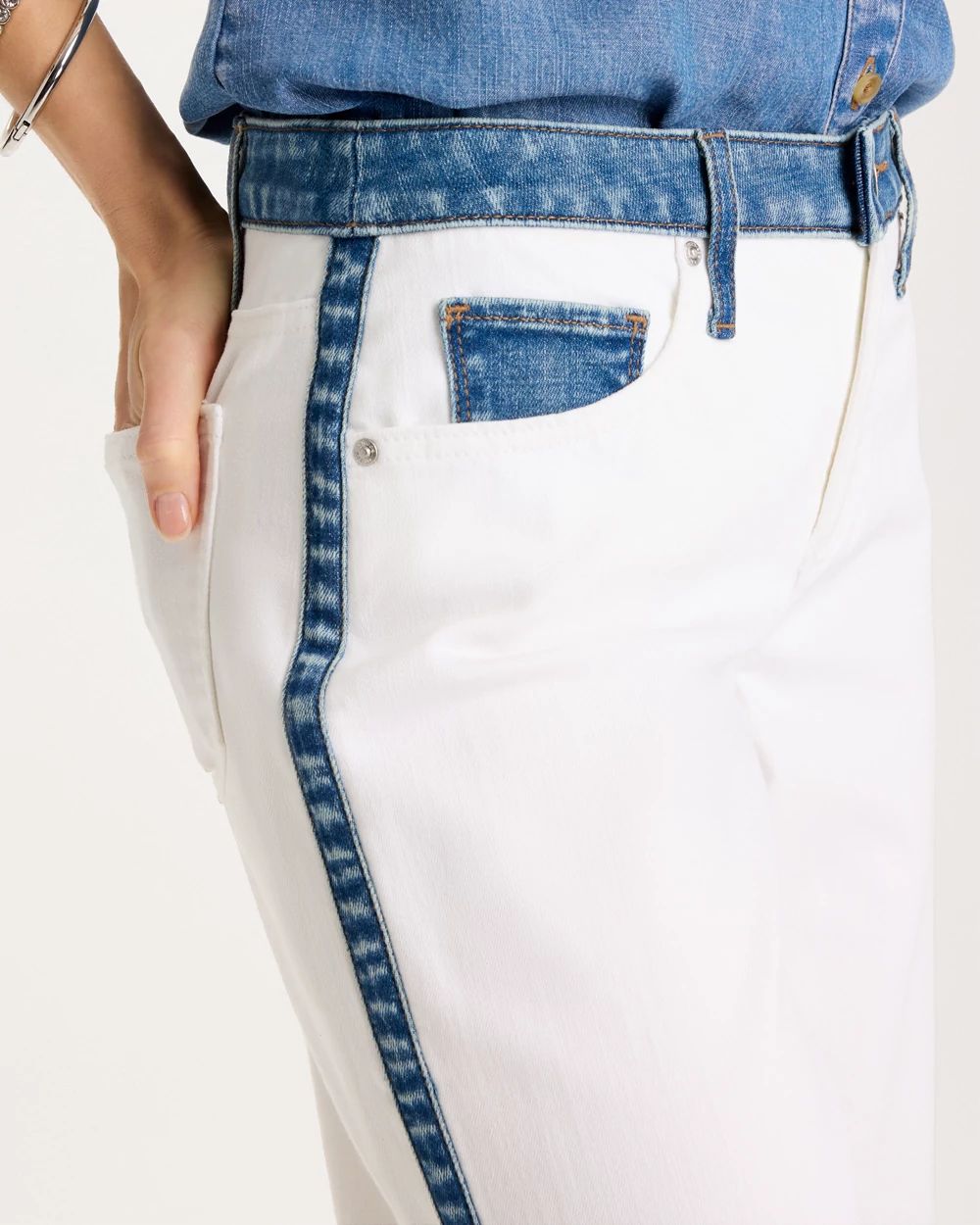 Girlfriend Straight Colorblock Jeans click to view larger image.