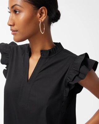 Poplin Double Flutter Sleeve Dress