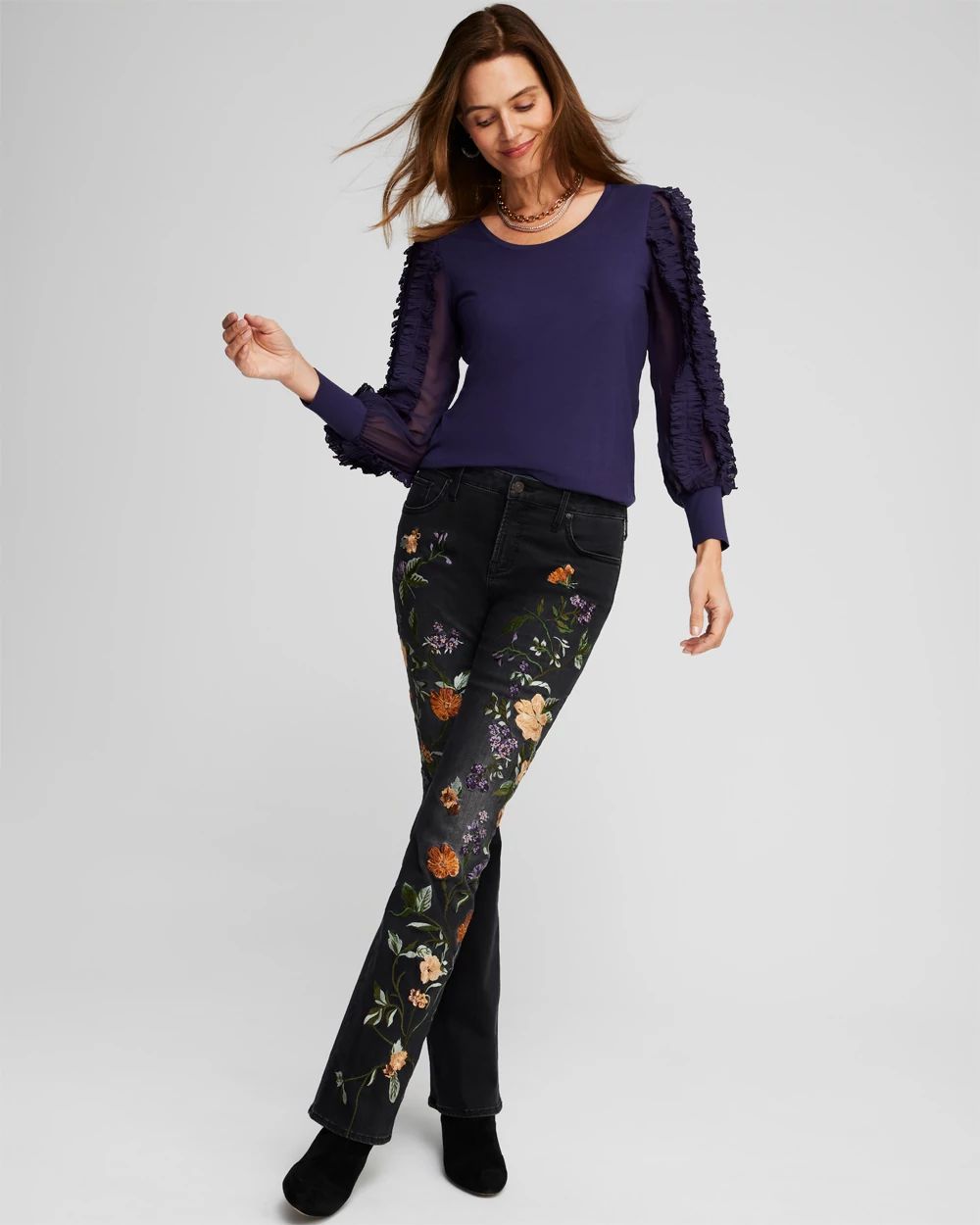 Chiffon Pleat Sleeve Tee