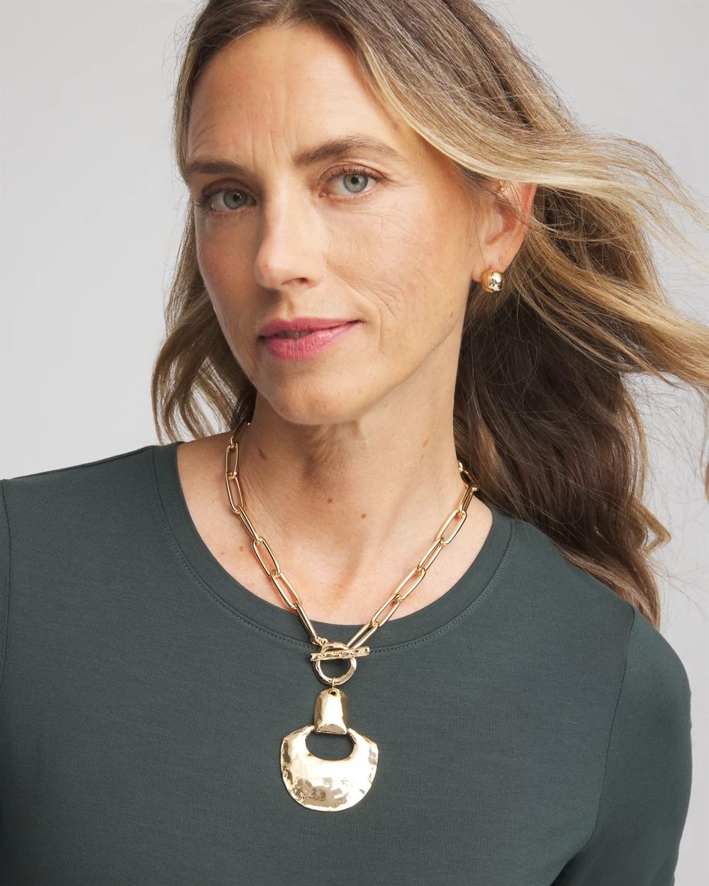 Goldtone Toggle Pendant Necklace