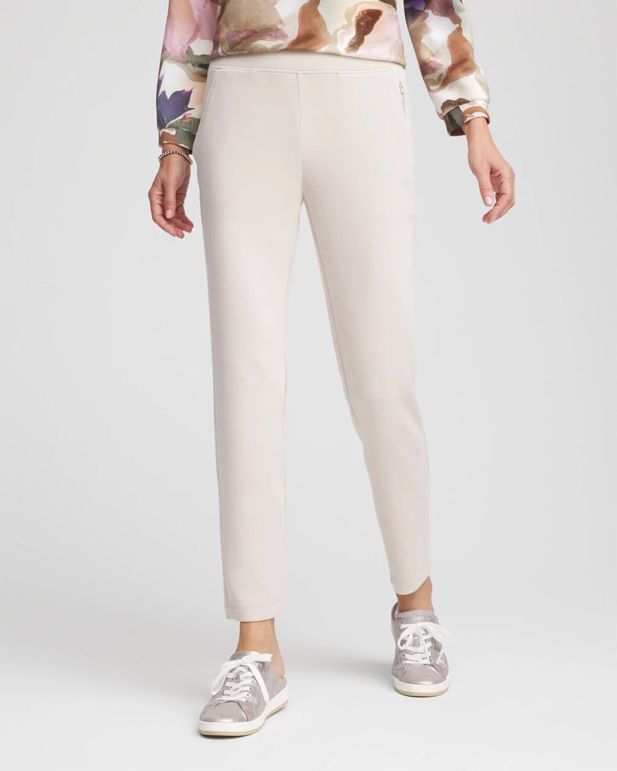 Chico's Scuba Tapered Ankle Pants In Taupe In Brown