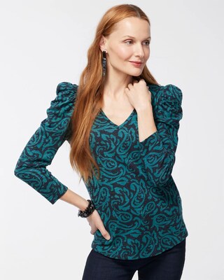 Paisley 3/4 Sleeve Romantic Tee