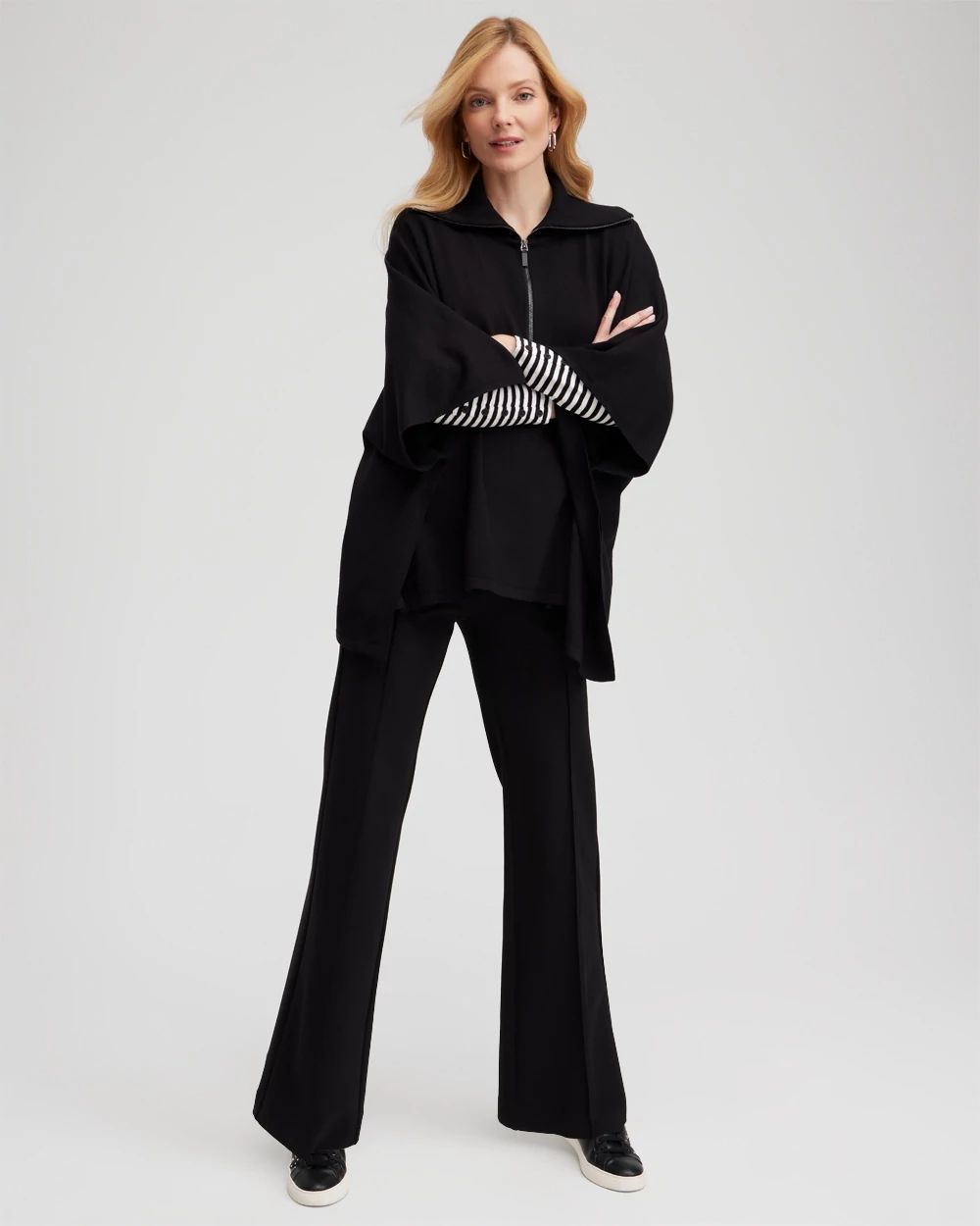 Ponte Pintuck Wide Leg Pants