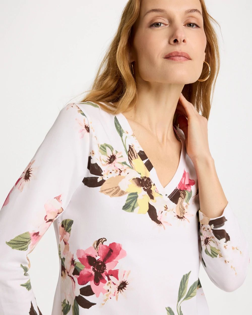 Printed Cotton Stretch 3/4 Sleeve Tee