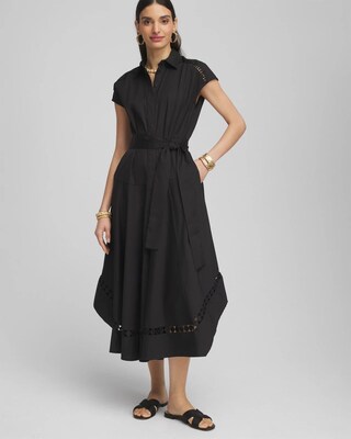 Poplin Circle Trim Maxi Shirtdress