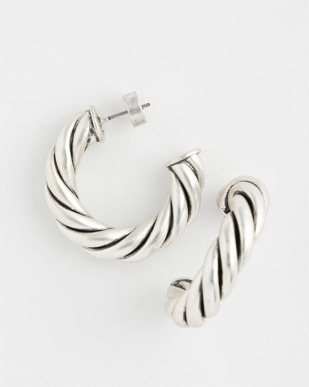 Silver Twisted Hoop Earrings click to view larger image.
