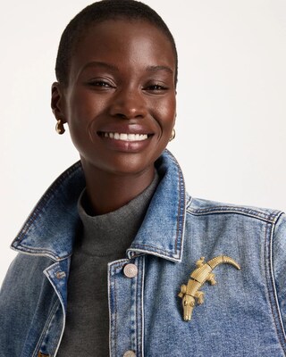 Goldtone Crocodile Brooch click to view larger image.