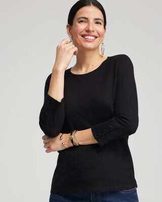 3/4 Sleeve Button Tee