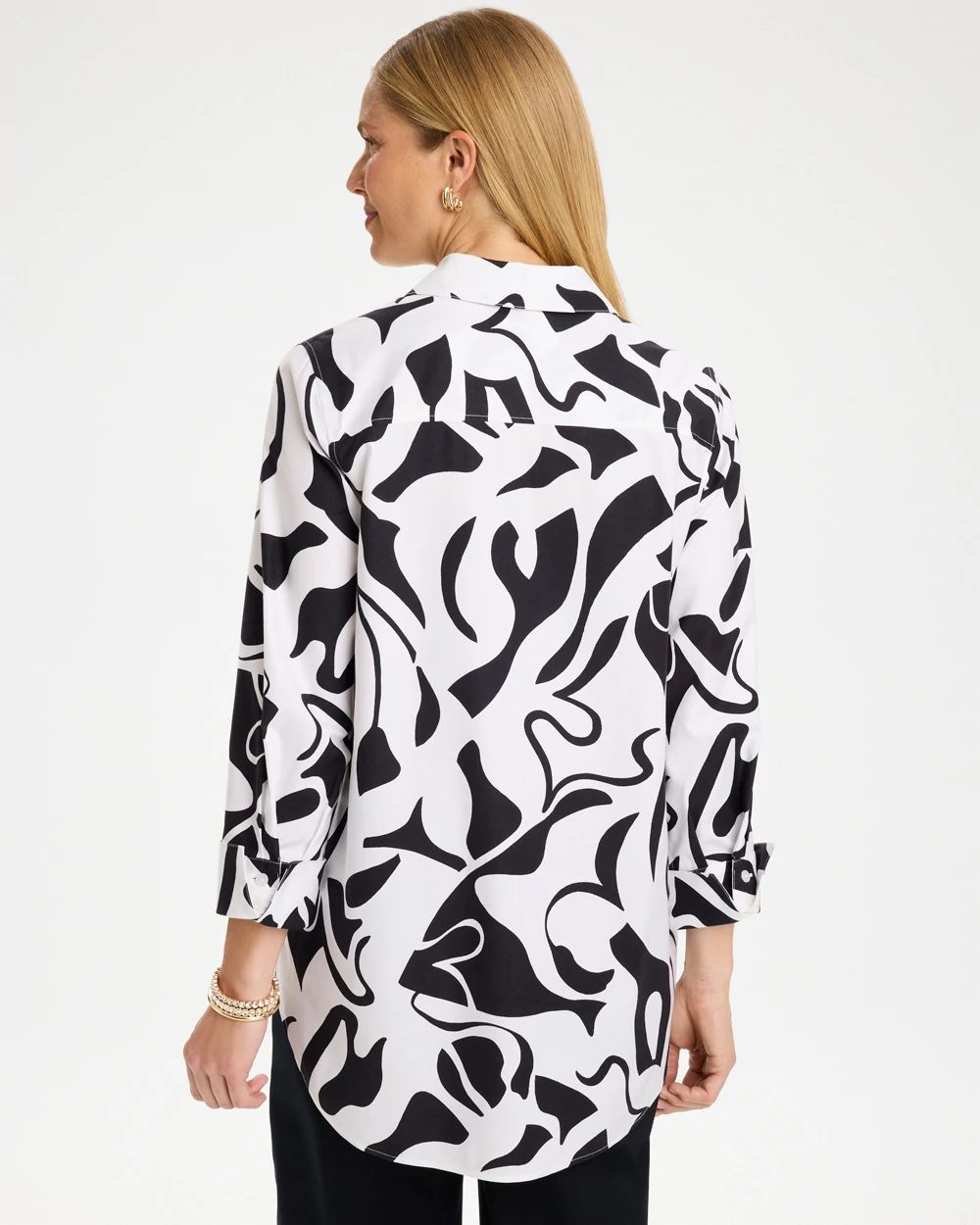 No Iron™ Stretch Two-Tone Print Tunic