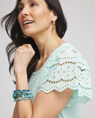 Linen Embroidered Lace Tee click to view larger image.