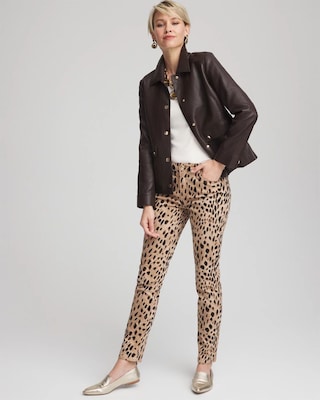 Snap Front Faux Leather Jacket click to view larger image.