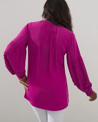 Pleated Long Sleeve Blouse